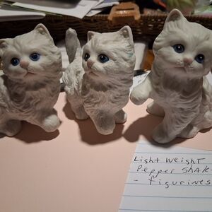 Charming White Cat Figurine Trio